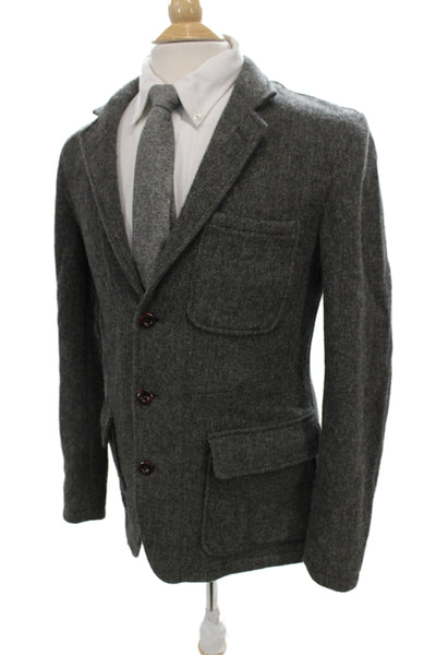 Wallace & Barnes Mens Gray Wool Sport Coat Collared Button Size 38