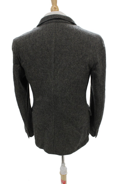 Wallace & Barnes Mens Gray Wool Sport Coat Collared Button Size 38