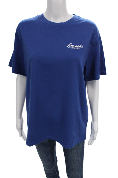 Aime Leon Dore Mens Blue Crew Neck Cotton T Shirt Short Sleeve Designer Size S