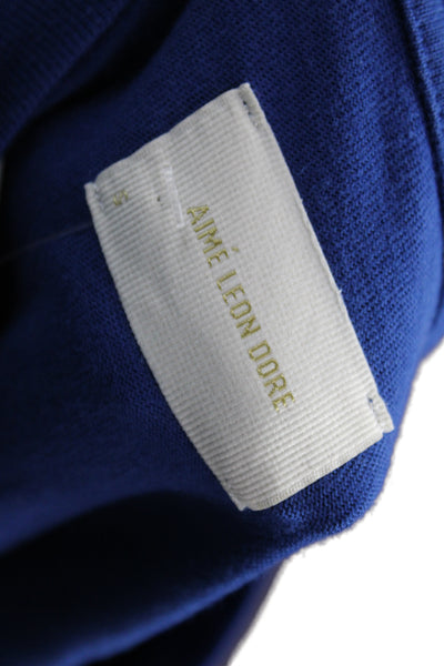 Aime Leon Dore Mens Blue Crew Neck Cotton T Shirt Short Sleeve Designer Size S