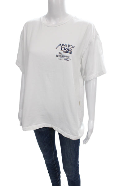 Aime Leon Dore Unisex Designer Graphic T-Shirt White Cotton Crewneck Size S