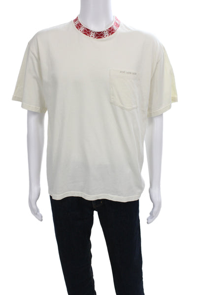 Aime Leon Dore Mens White Cotton Geometric Crew Neck Short Sleeve Tee Size M