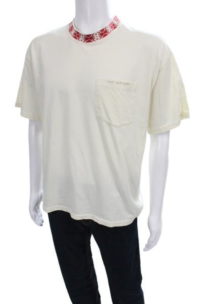 Aime Leon Dore Mens White Cotton Geometric Crew Neck Short Sleeve Tee Size M