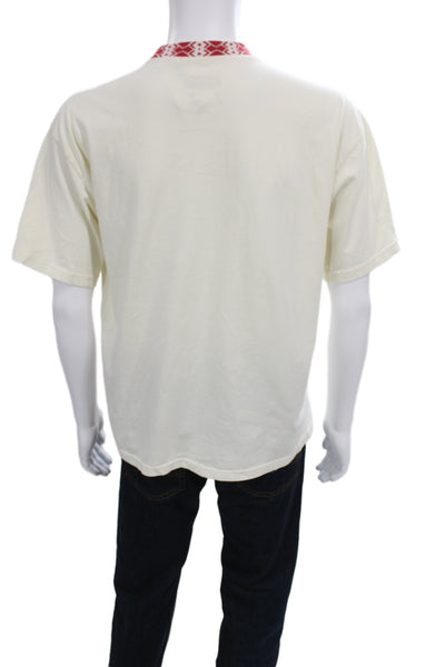 Aime Leon Dore Mens White Cotton Geometric Crew Neck Short Sleeve Tee Size M