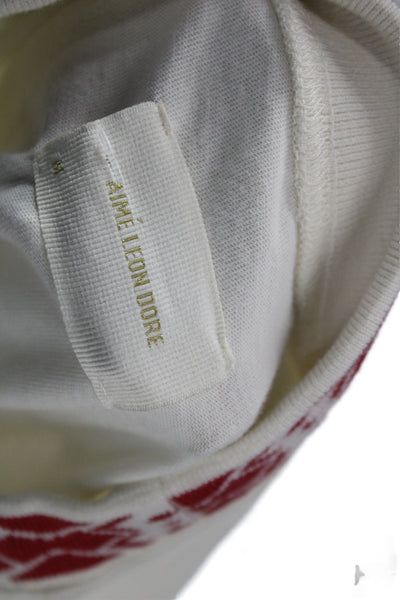 Aime Leon Dore Mens White Cotton Geometric Crew Neck Short Sleeve Tee Size M