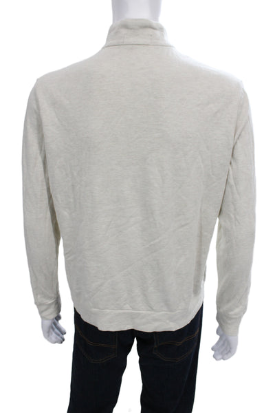 Polo Ralph Lauren Mens Beige Mock Neck Pullover Sweater Zip Long Sleeve Size M