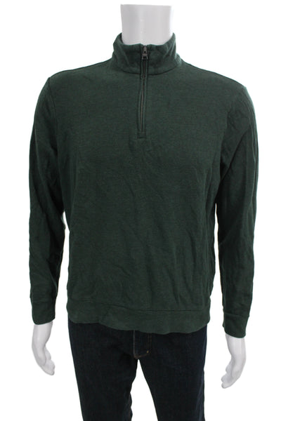 Polo Ralph Lauren Mens Henley Sweatshirt Green Mock Neck Zip Long Sleeve Size M