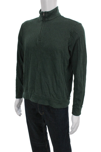 Polo Ralph Lauren Mens Henley Sweatshirt Green Mock Neck Zip Long Sleeve Size M