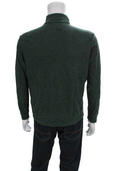 Polo Ralph Lauren Mens Henley Sweatshirt Green Mock Neck Zip Long Sleeve Size M