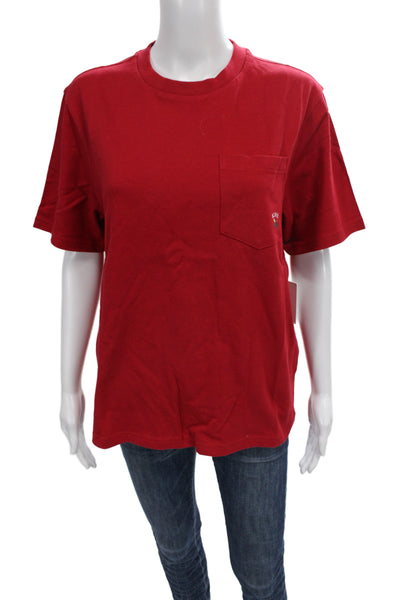 Aime Leon Dore Men Designer Red Cotton Crew Neck Short Sleeve T-Shirt Size S