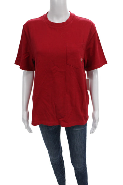 Aime Leon Dore Men Designer Red Cotton Crew Neck Short Sleeve T-Shirt Size S