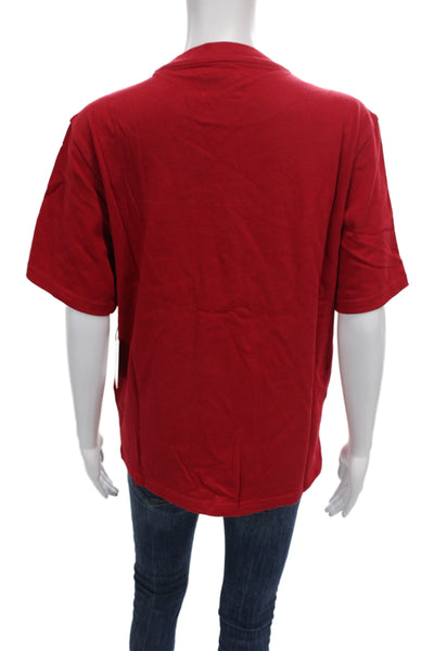 Aime Leon Dore Men Designer Red Cotton Crew Neck Short Sleeve T-Shirt Size S