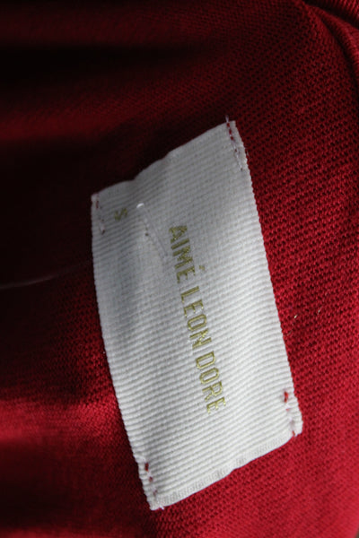 Aime Leon Dore Men Designer Red Cotton Crew Neck Short Sleeve T-Shirt Size S