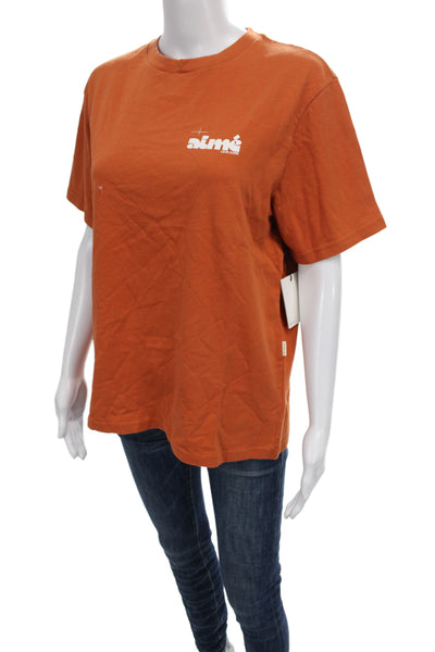 Aime Leon Dore Mens Orange Cotton Crew Short Sleeve T-Shirt Size S