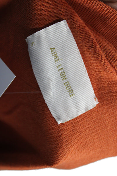 Aime Leon Dore Mens Orange Cotton Crew Short Sleeve T-Shirt Size S