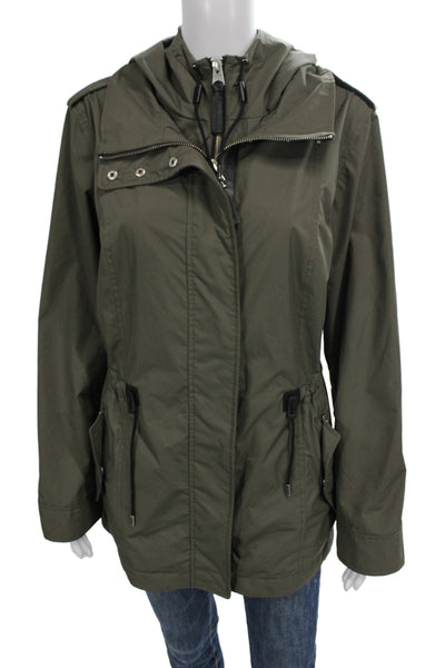 Mackage Womens Anorak Windbreaker Army Green Drawstring High Neck Size M
