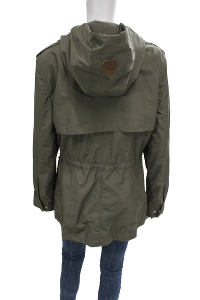 Mackage Womens Anorak Windbreaker Army Green Drawstring High Neck Size M