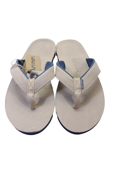 Hari Mari Mens Leather Water Resistant Flip Flip Shoes Beige Size 10