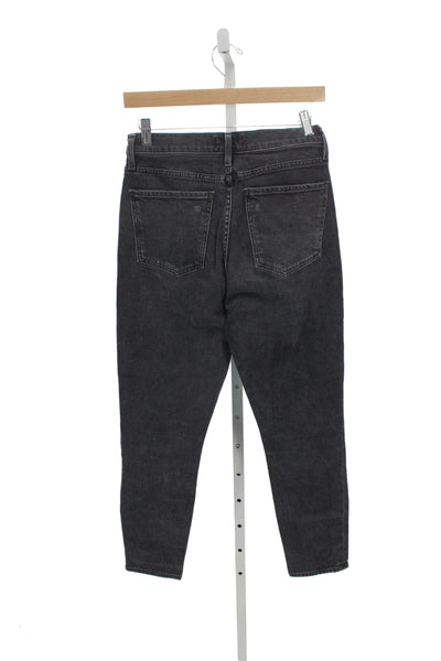 Agolde Women High Rise Skinny Cropped Ankle Jeans Dark Gray Button Size 26