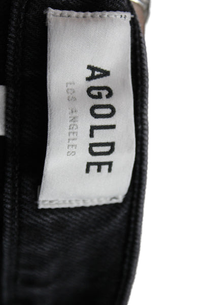 Agolde Women High Rise Skinny Cropped Ankle Jeans Dark Gray Button Size 26