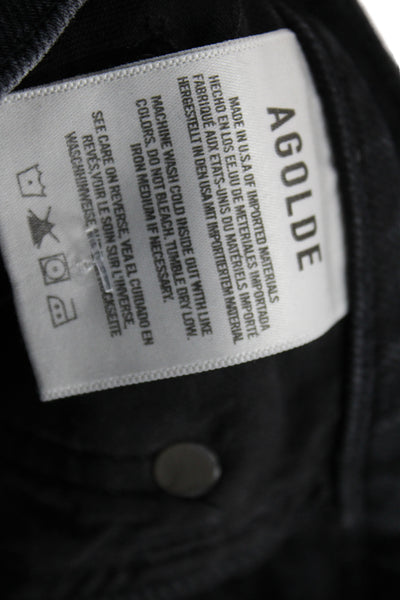 Agolde Women High Rise Skinny Cropped Ankle Jeans Dark Gray Button Size 26