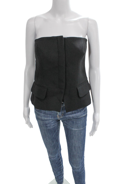 Club Monaco Womens Black Sleeveless Zip Top Designer Size 6