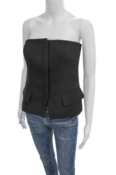 Club Monaco Womens Black Sleeveless Zip Top Designer Size 6