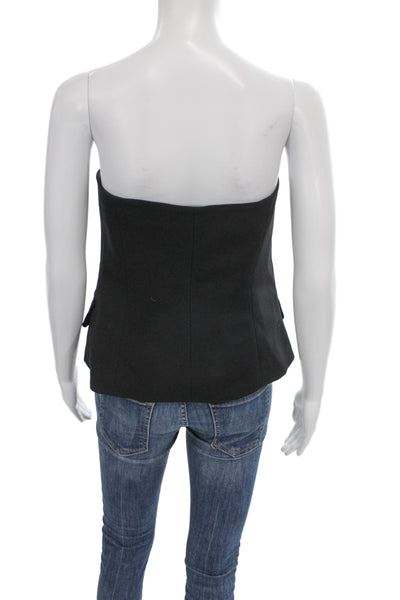 Club Monaco Womens Black Sleeveless Zip Top Designer Size 6