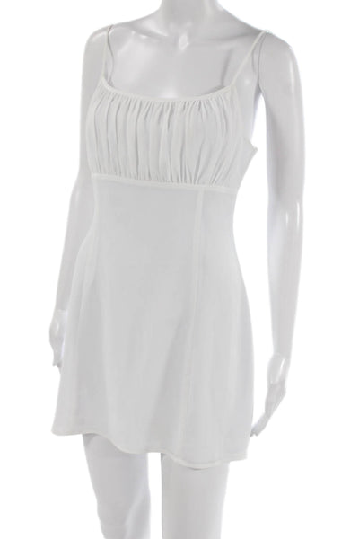 Superdown Women Mini Slip Dress White Sleeveless Hook Eye Size S