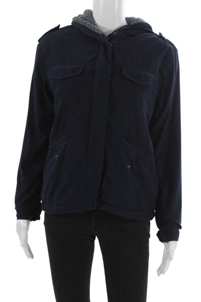 Brandy Melville Womens Blue Military Jacket Cotton Long Sleeve Size One Size