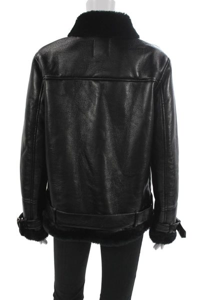 Nasty Gal Women Biker Motorcycle Jacket Black Buckle Collared Size 6