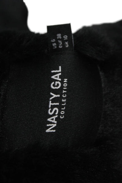 Nasty Gal Women Biker Motorcycle Jacket Black Buckle Collared Size 6