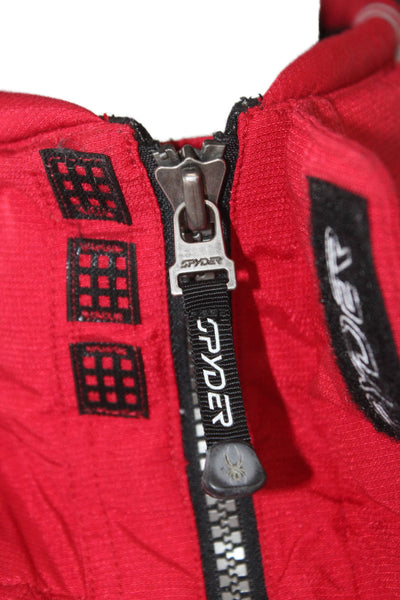 Spyder Mens Puffer Jacket Windbreaker Red High Neck Zip Nylon Winter Size L