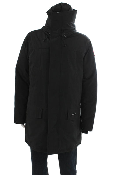 Canada Goose Mens Parka Black High Neck Drawstring Size XL