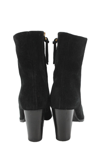Closed Womens Suede Zip Up Gold Tone Ankle Boots Black Size 38 8