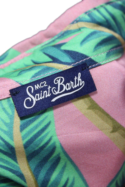 MC2 Saint Barth Womens Tunic Button Up Black Collared Viscose Bird Print Size L