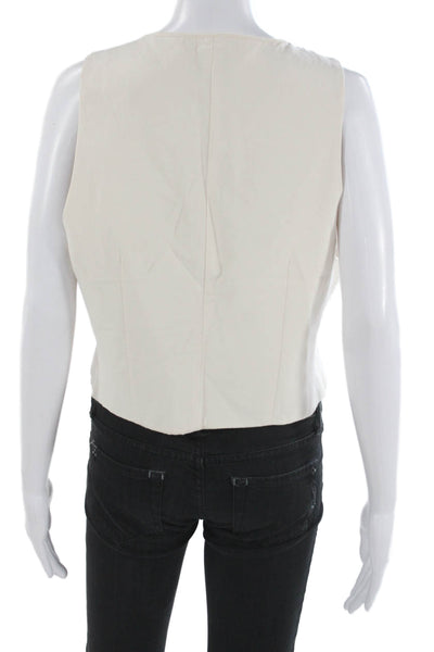 Zara Womens Cropped Sleeveless Tie Front Beige Coat Size XL