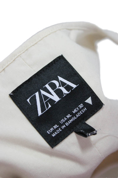 Zara Womens Cropped Sleeveless Tie Front Beige Coat Size XL