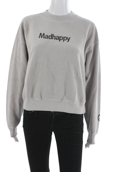 Madhappy Unisex Pullover Sweatshirt Gray 100% Cotton Long Sleeve Size S