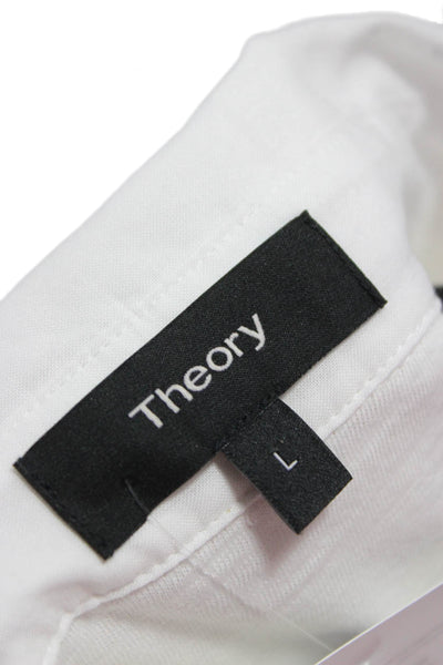Theory Women Sleeveless Collared Button-Up White Organic Cotton Basic Size L