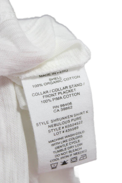 Theory Women Sleeveless Collared Button-Up White Organic Cotton Basic Size L