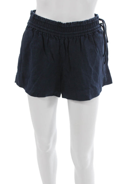 J Crew Unisex Dark Blue Drawstring Beach Solid Cotton Stretch Shorts Size XS