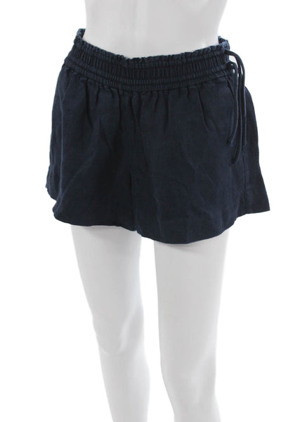 J Crew Unisex Dark Blue Drawstring Beach Solid Cotton Stretch Shorts Size XS