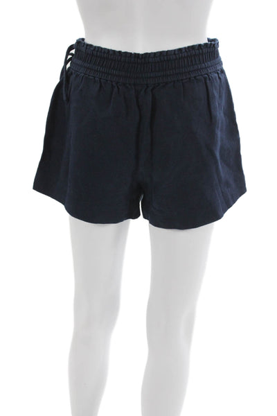 J Crew Unisex Dark Blue Drawstring Beach Solid Cotton Stretch Shorts Size XS