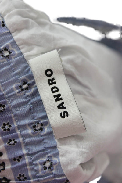 Sandro Mens Light Blue Paisley Linen Viscose Drawstring Beach Shorts Size 42