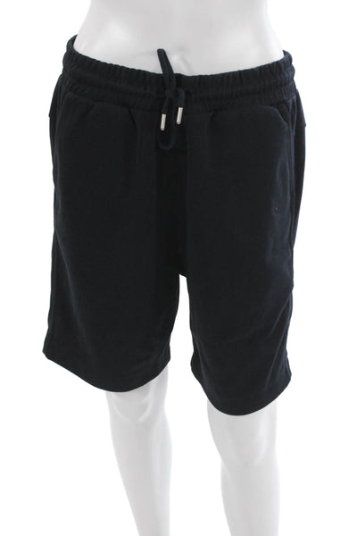 Zara Men Sweat Shorts Black Drawstring Cotton Polyester Size L