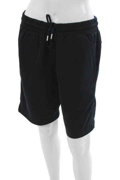 Zara Men Sweat Shorts Black Drawstring Cotton Polyester Size L