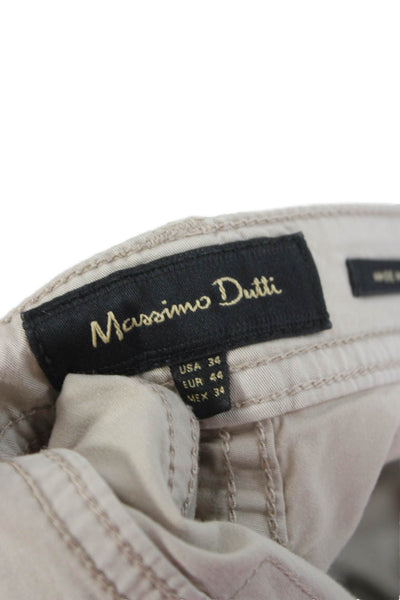 Massimo Dutti Mens Beige Chinos 98% Cotton 2% Elastane Size 34