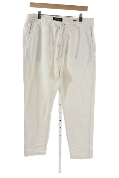 Scotch & Soda Mens White Jogger Pants Drawstring Cotton Linen Size 33
