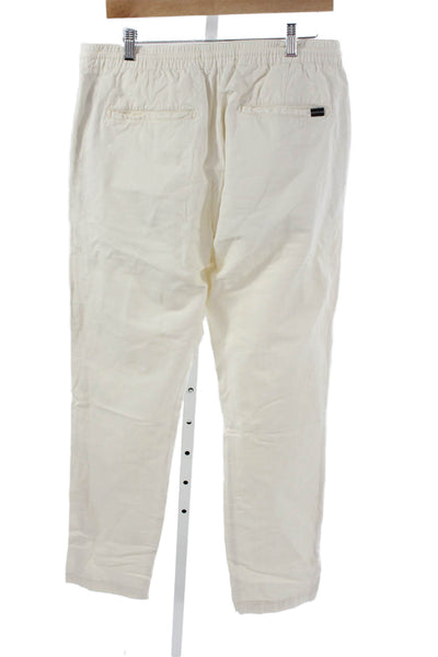 Scotch & Soda Mens White Jogger Pants Drawstring Cotton Linen Size 33